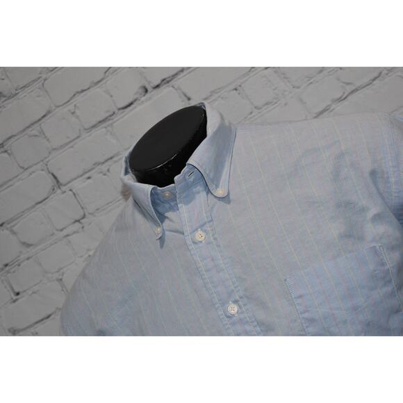 B-D BAGGIES Dress Shirt Men XL Classic Fit Cotton Blue Striped Made in The USA - Picture 2 of 7